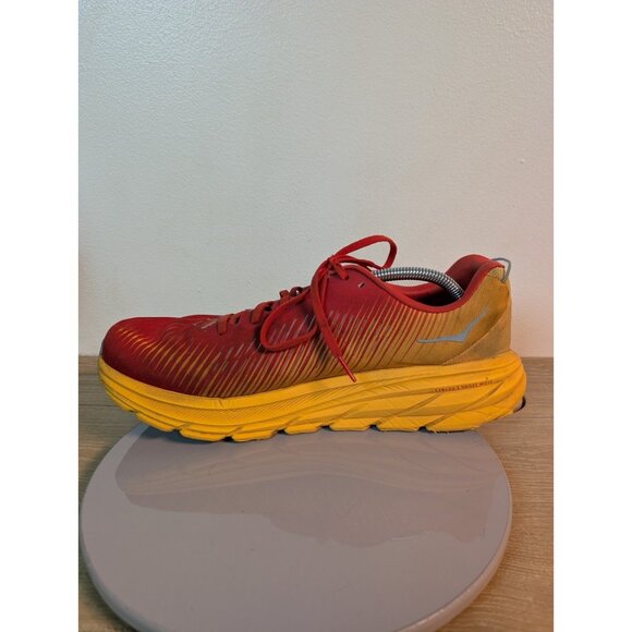 Hoka One One Rincon 3 Fiesta Red Yellow Running Shoes Sneakers Men's Size 12 2E - Picture 7 of 10